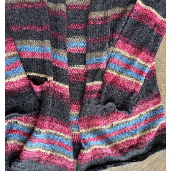 STETSON Women's Cardigan Sz Med Striped Oversized Knit Open-Front Sweater - Picture 6 of 7